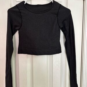 lululemon athletica Black Ribbed Crop Top